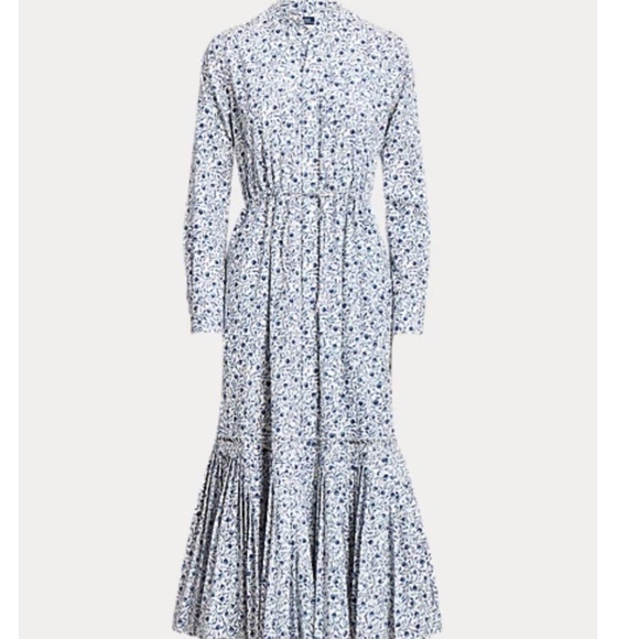 NWT Polo Ralph Lauren Floral Pleated-Hem Drawstring Dress NEW With Tag Size …